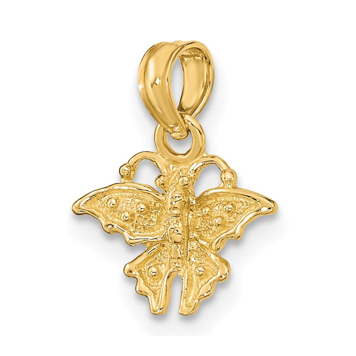 Million Charms 14K Yellow Gold Themed Textured Mini Butterfly Charm