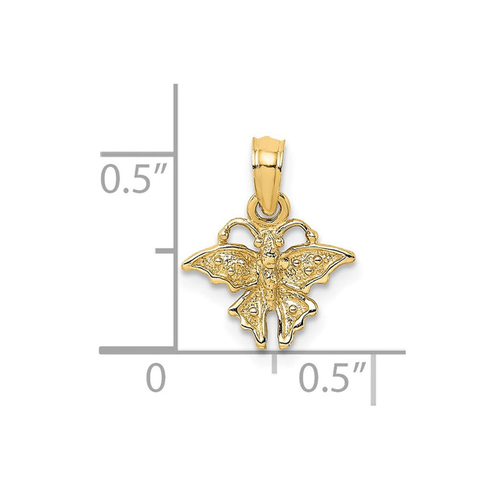 Million Charms 14K Yellow Gold Themed Textured Mini Butterfly Charm