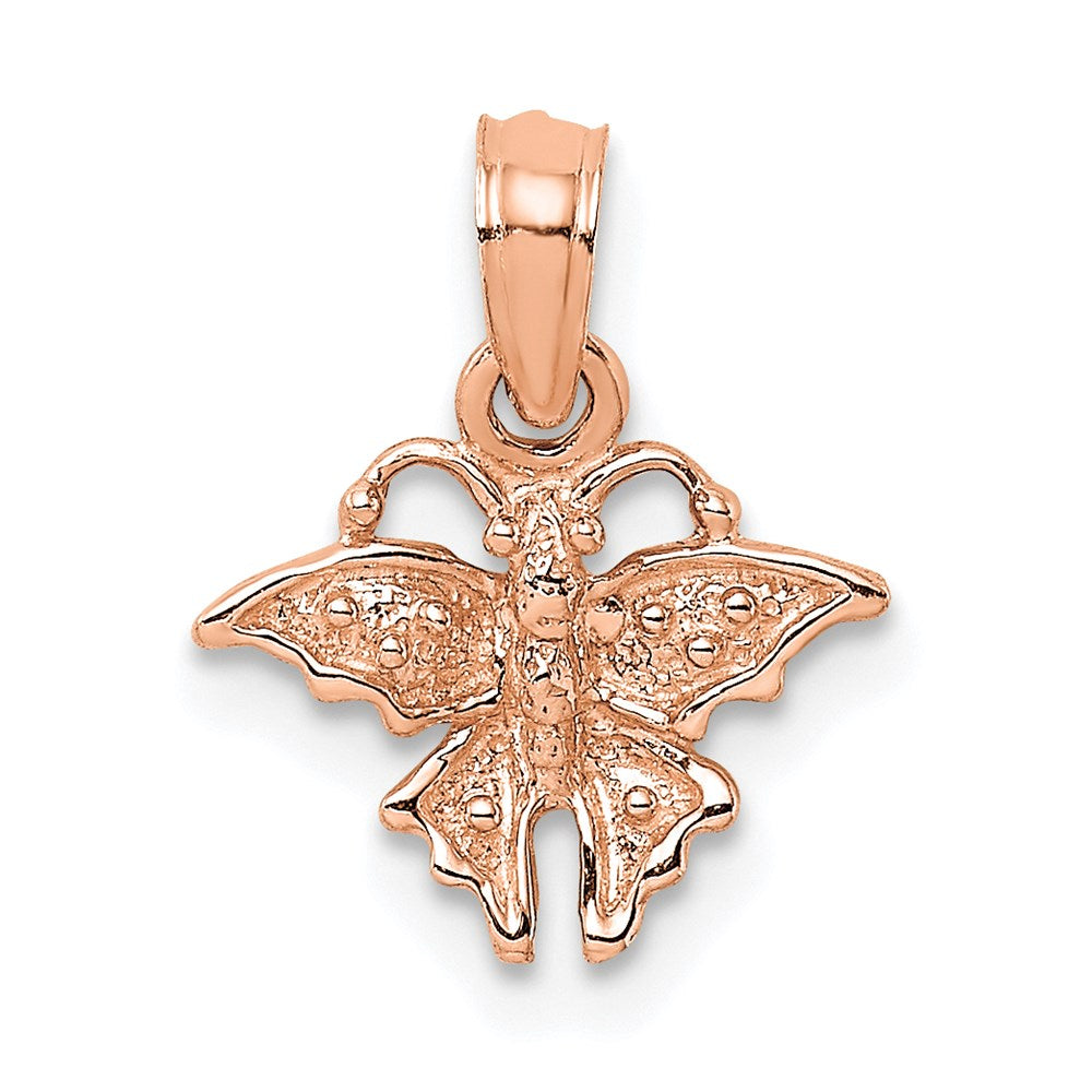 Million Charms 14K Rose Gold Themed Textured Mini Butterfly Carm