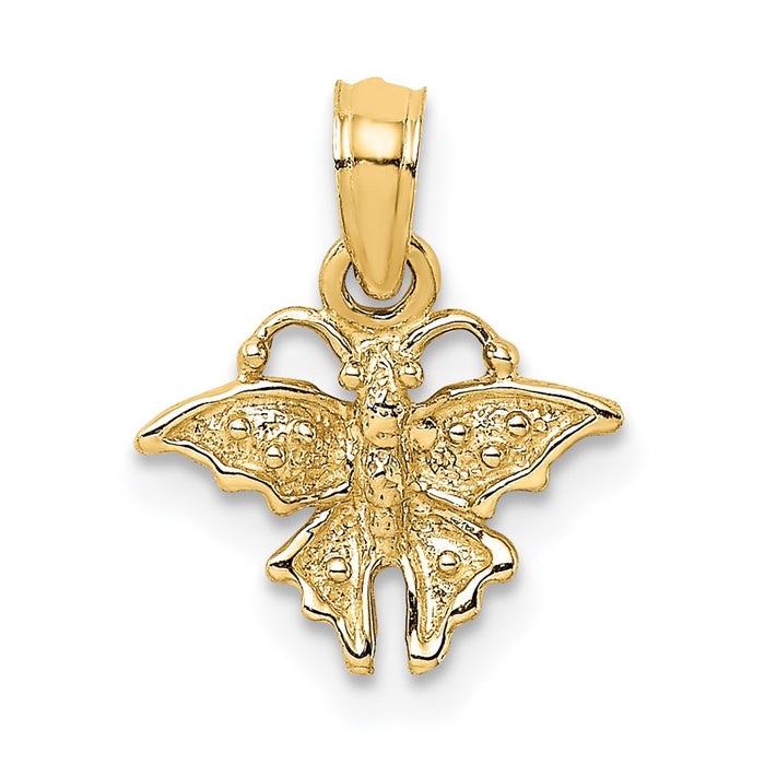 Million Charms 14K Yellow Gold Themed Textured Mini Butterfly Charm