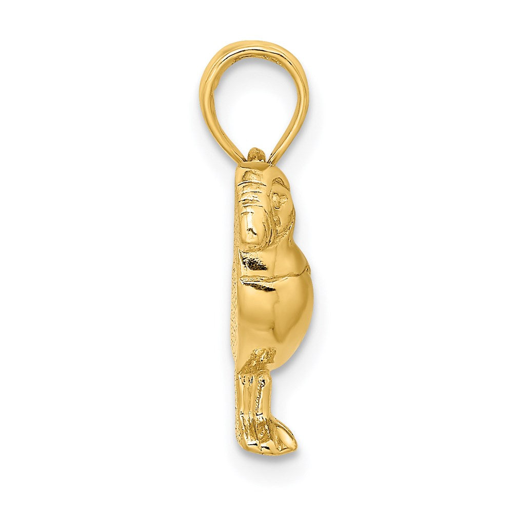 Million Charms 14K Yellow Gold Themed 2-D Polished & Textured Puffin Bird Charm