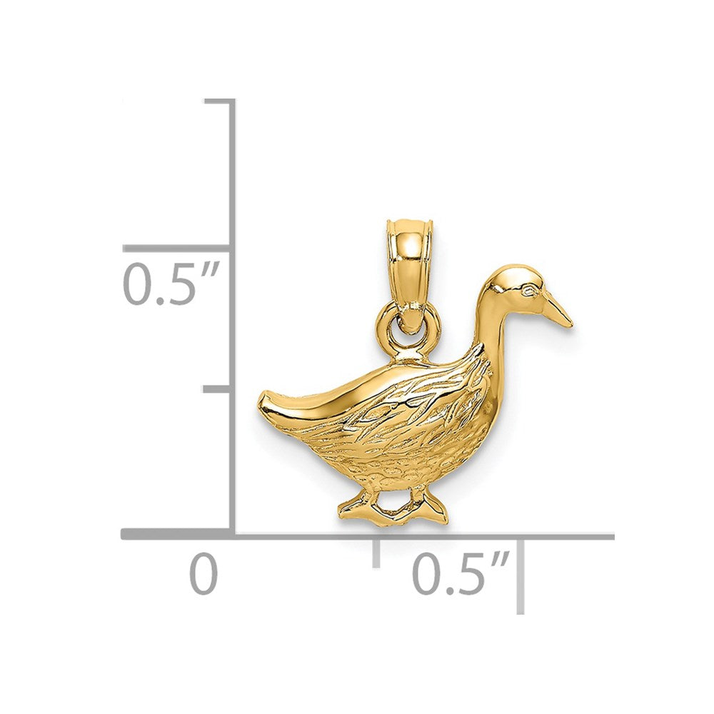 Million Charms 14K Yellow Gold Themed 2-D Goose Charm