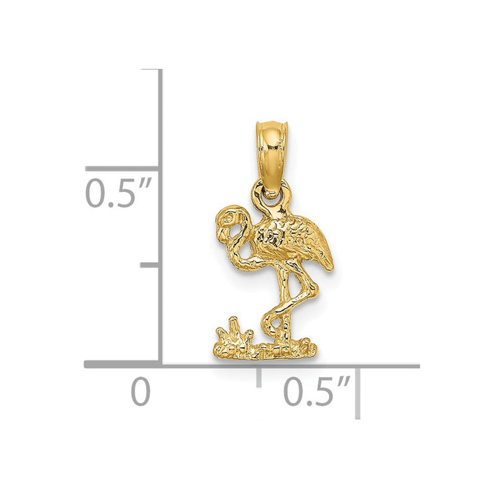 Million Charms 14K Yellow Gold Themed Mini Flamingo Charm