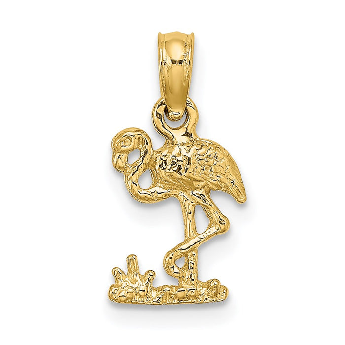 Million Charms 14K Yellow Gold Themed Mini Flamingo Charm