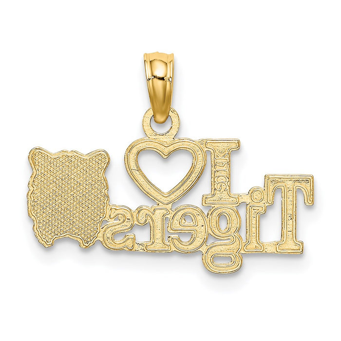 Million Charms 14K Yellow Gold Themed I Heart Tigers With Tiger Head Charm