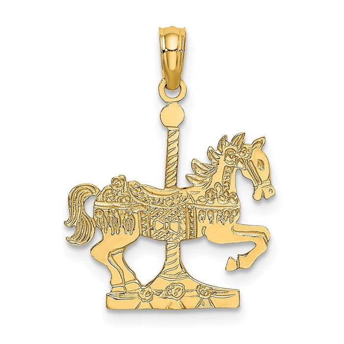 Million Charms 14K Yellow Gold Themed Carousel Horse Charm