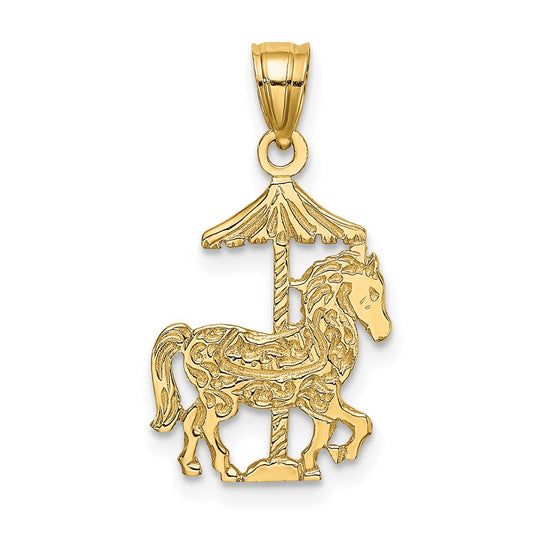 Million Charms 14K Yellow Gold Themed Carousel Horse Charm