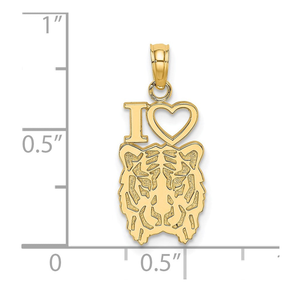 Million Charms 14K Yellow Gold Themed I Heart Tiger Head Charm