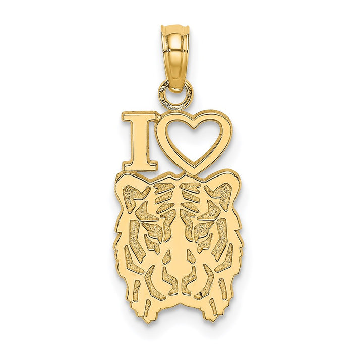 Million Charms 14K Yellow Gold Themed I Heart Tiger Head Charm