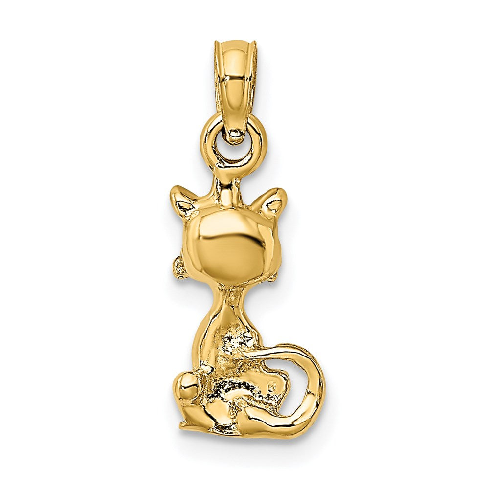 Million Charms 14K Yellow Gold Themed 3-D Mini Sitting Cat Charm
