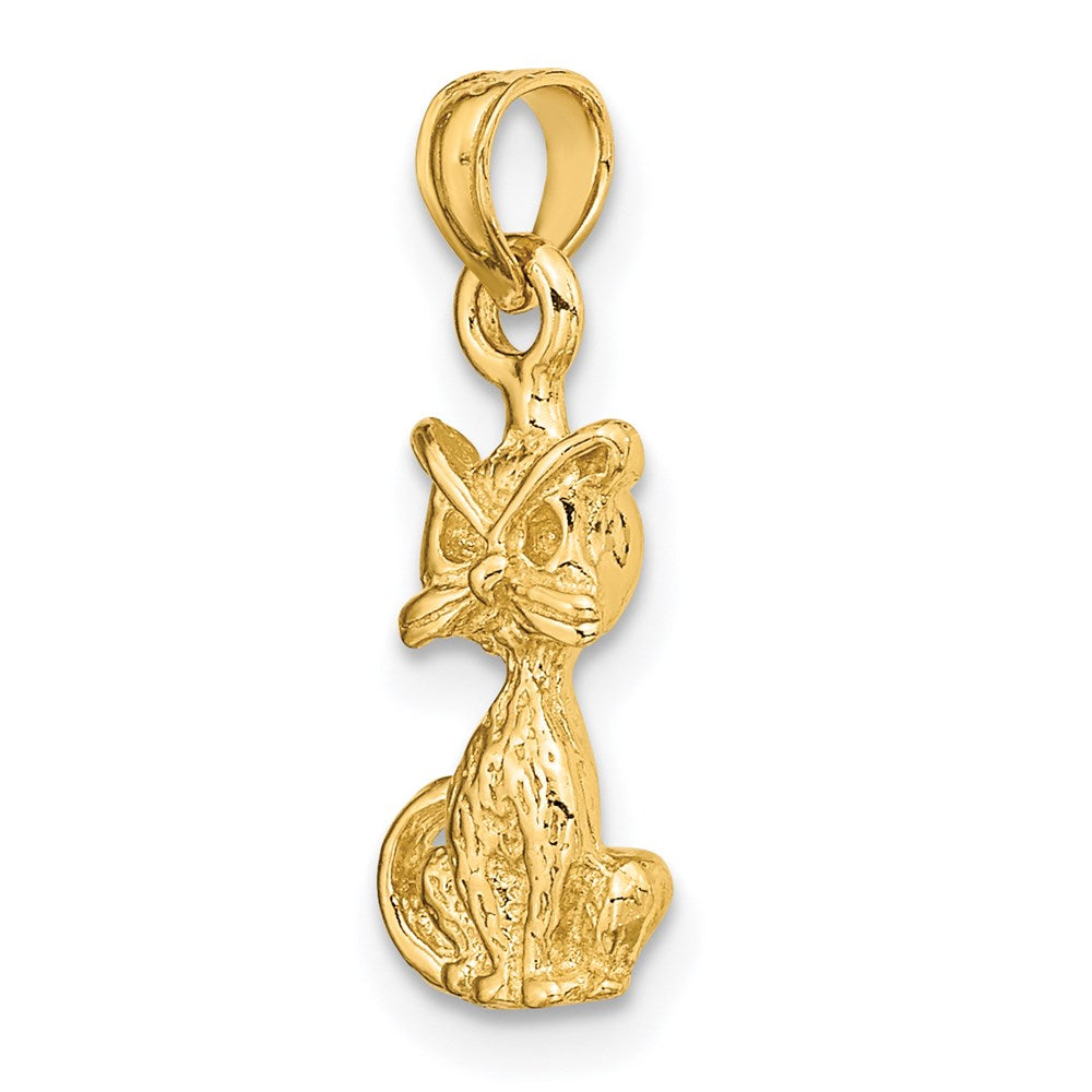 Million Charms 14K Yellow Gold Themed 3-D Mini Sitting Cat Charm