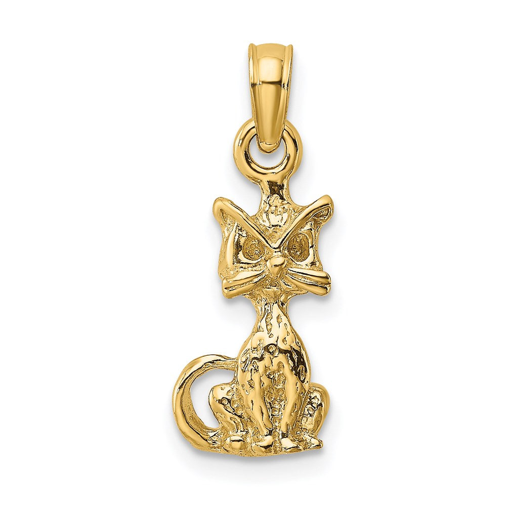 Million Charms 14K Yellow Gold Themed 3-D Mini Sitting Cat Charm