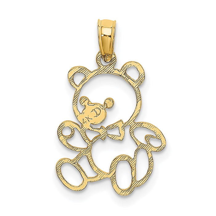 Million Charms 14K Yellow Gold Themed Cut Out Teddy Bear Charm