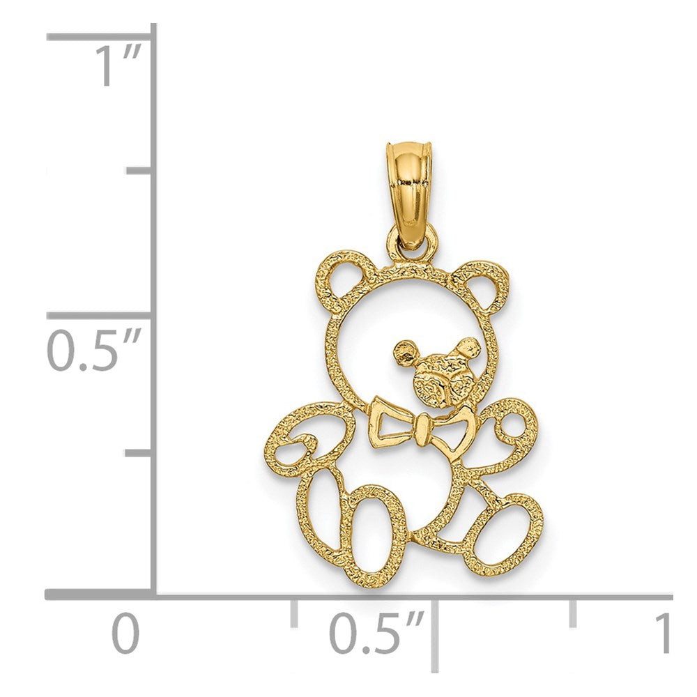 Million Charms 14K Yellow Gold Themed Cut Out Teddy Bear Charm
