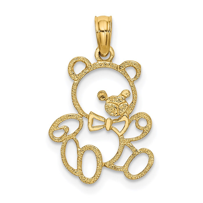 Million Charms 14K Yellow Gold Themed Cut Out Teddy Bear Charm