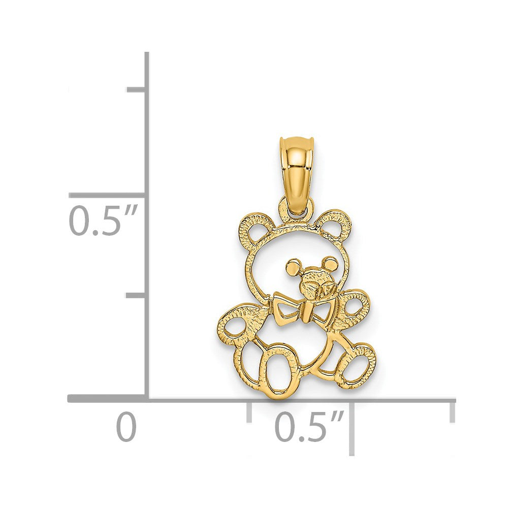 Million Charms 14K Yellow Gold Themed Cut Out Teddy Bear Charm