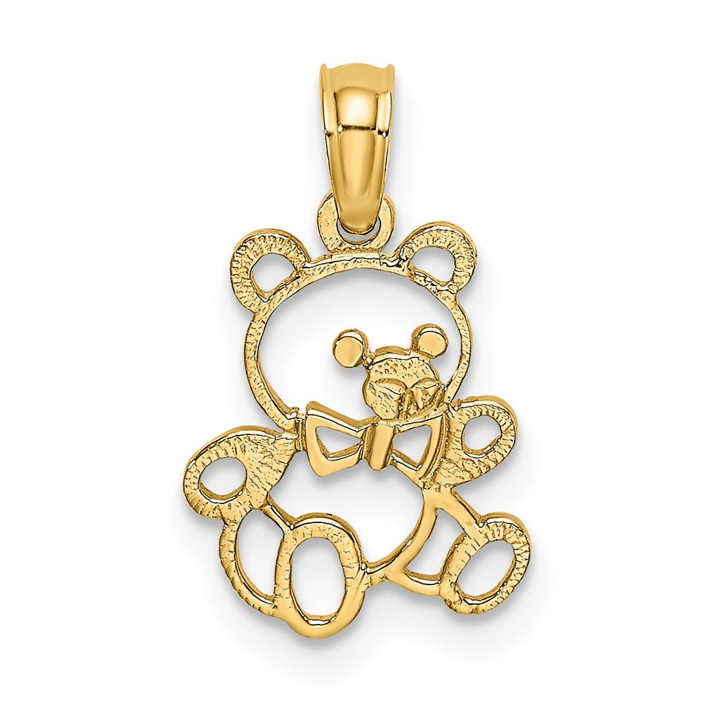 Million Charms 14K Yellow Gold Themed Cut Out Teddy Bear Charm
