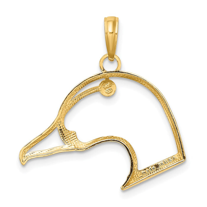 Million Charms 14K Yellow Gold Themed Cut-Out & Beveled Duck Head Charm
