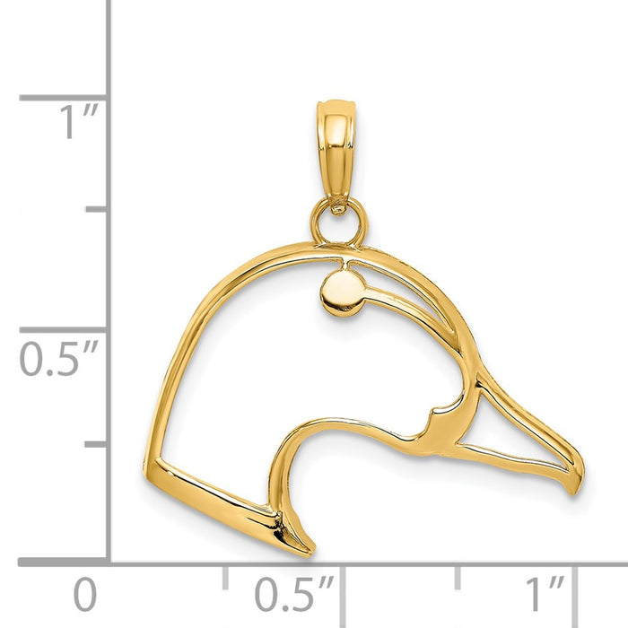 Million Charms 14K Yellow Gold Themed Cut-Out & Beveled Duck Head Charm