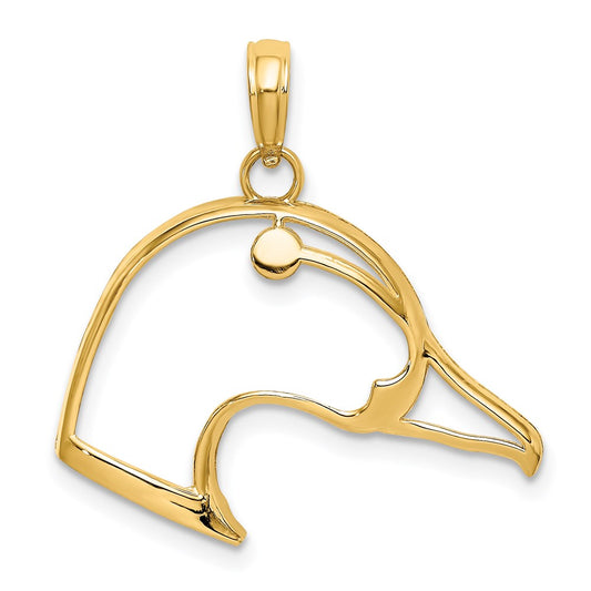 Million Charms 14K Yellow Gold Themed Cut-Out & Beveled Duck Head Charm