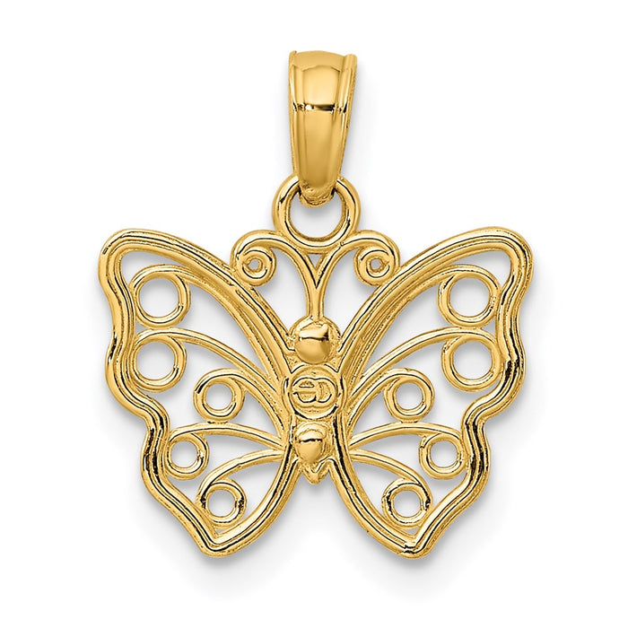 Million Charms 14K Yellow Gold Themed Cut-Out Small Butterfly Charm