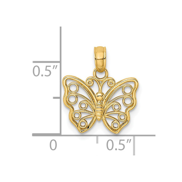 Million Charms 14K Yellow Gold Themed Cut-Out Small Butterfly Charm