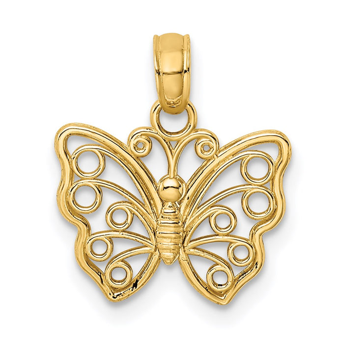 Million Charms 14K Yellow Gold Themed Cut-Out Small Butterfly Charm