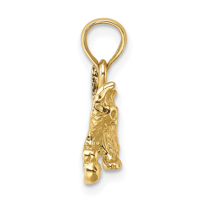 Million Charms 14K Yellow Gold Themed 2-D Cat With Ball Charm