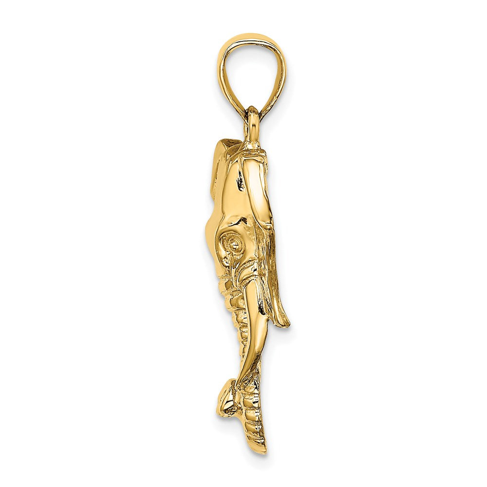 Million Charms 14K Yellow Gold Themed 2-D Elephant Head With Twisted Trunk Charm