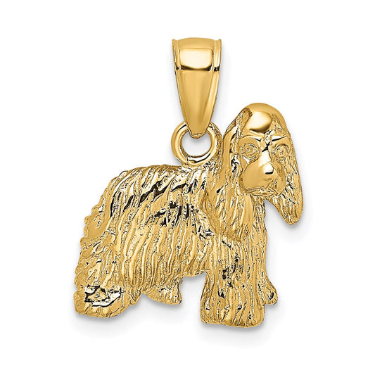 Million Charms 14K Yellow Gold Themed 2-D Cocker Spaniel Dog Charm