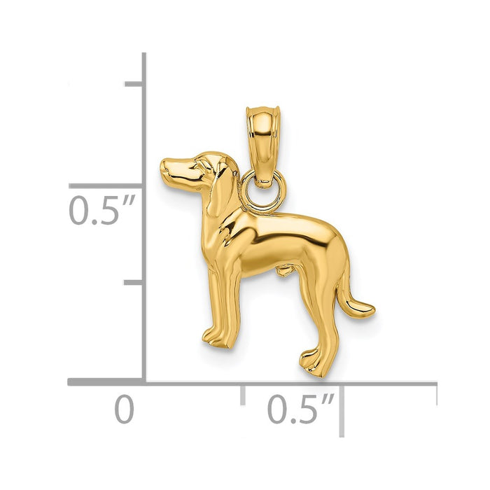 Million Charms 14K Yellow Gold Themed 2-D Greyhound Dog Charm