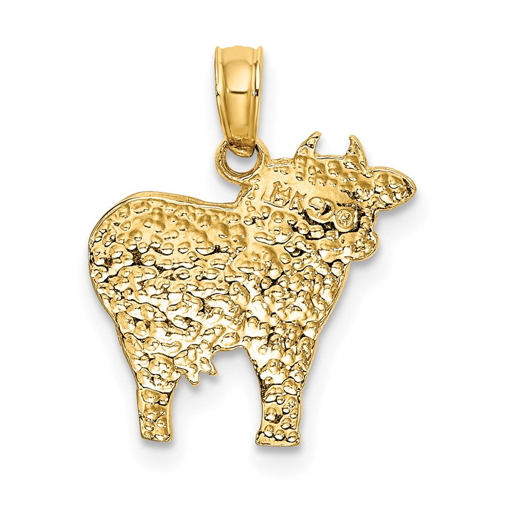 Million Charms 14K Yellow Gold Themed 2-D & Polished Playful Cow Charm
