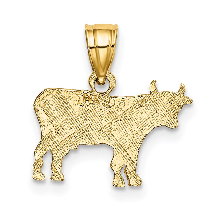 Million Charms 14K Yellow Gold Themed Flat & Engraved Cow Charm