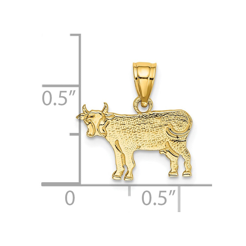 Million Charms 14K Yellow Gold Themed Flat & Engraved Cow Charm