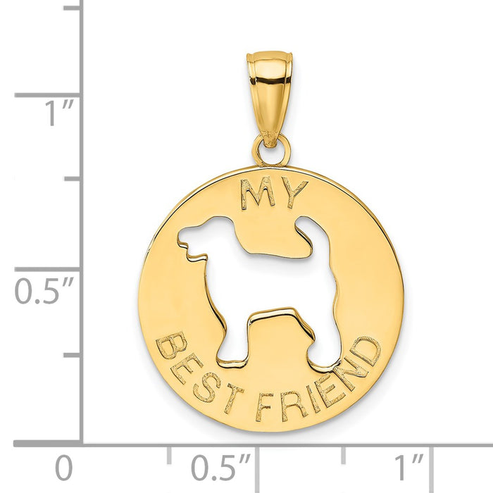 Million Charms 14K Yellow Gold Themed My Best Friend With Dog Charm