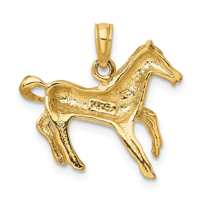 Million Charms 14K Yellow Gold Themed 2-D Galloping Horse Charm