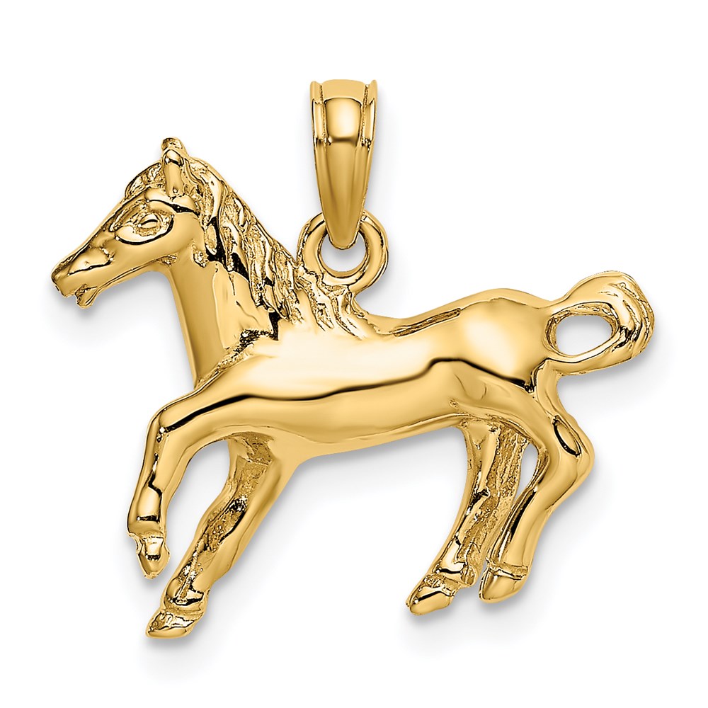 Million Charms 14K Yellow Gold Themed 2-D Galloping Horse Charm