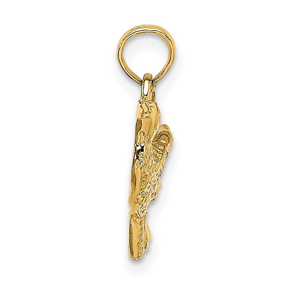 Million Charms 14K Yellow Gold Themed 2-D & Engraved Hummingbird Charm