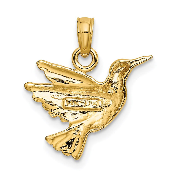 Million Charms 14K Yellow Gold Themed 2-D & Engraved Hummingbird Charm