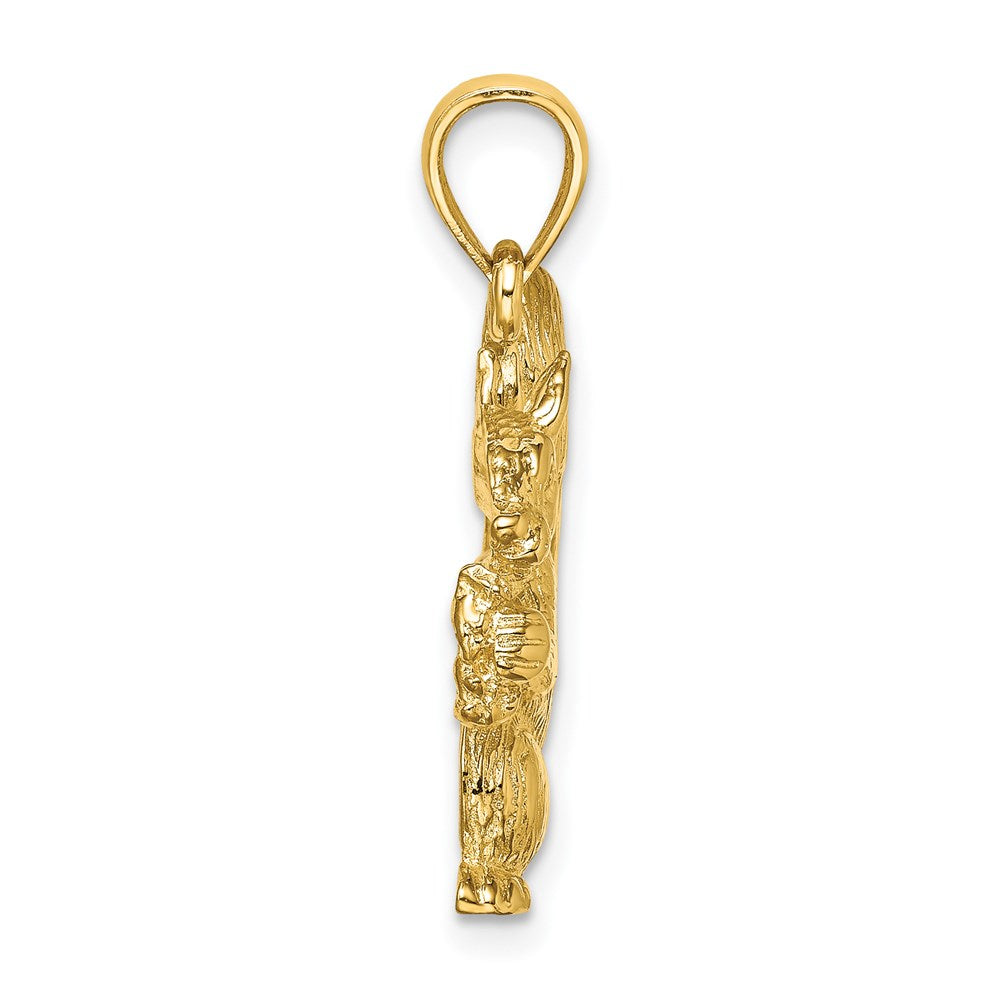 Million Charms 14K Yellow Gold Themed 2-D Textured Sitting Squirrel Charm