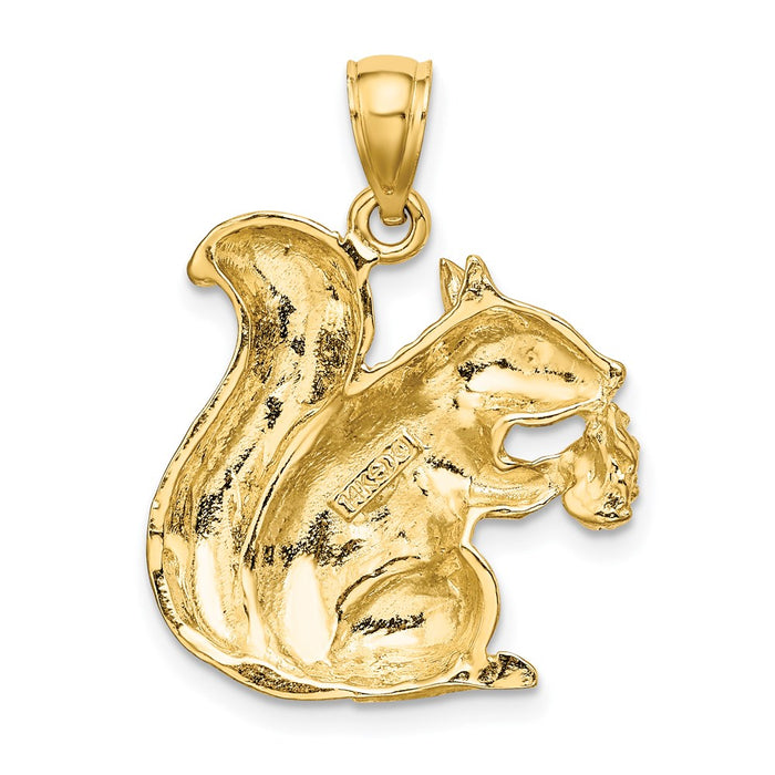 Million Charms 14K Yellow Gold Themed 2-D Textured Sitting Squirrel Charm