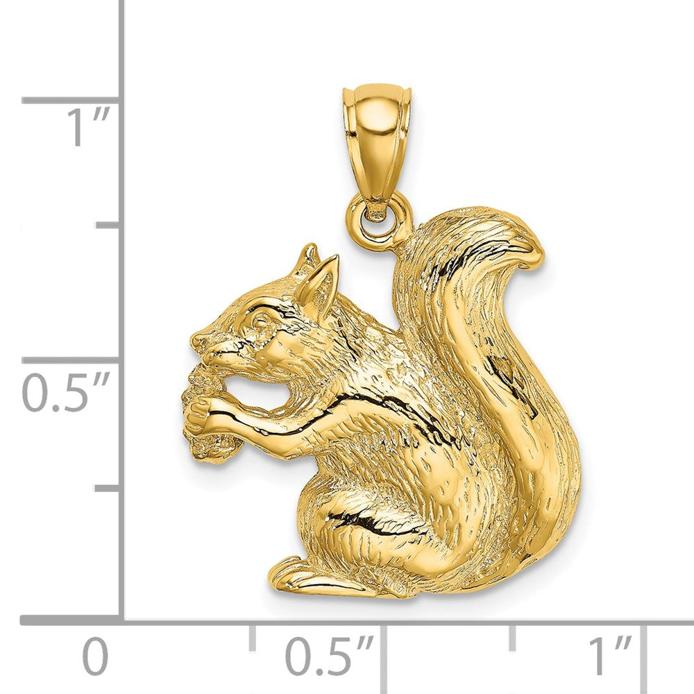 Million Charms 14K Yellow Gold Themed 2-D Textured Sitting Squirrel Charm