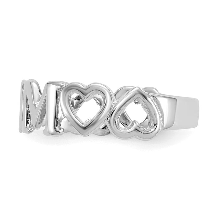 14k White Gold Mom Heart Ring, Size: 6