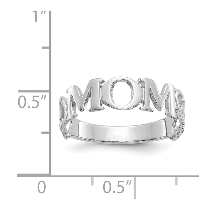 14k White Gold Mom Heart Ring, Size: 6