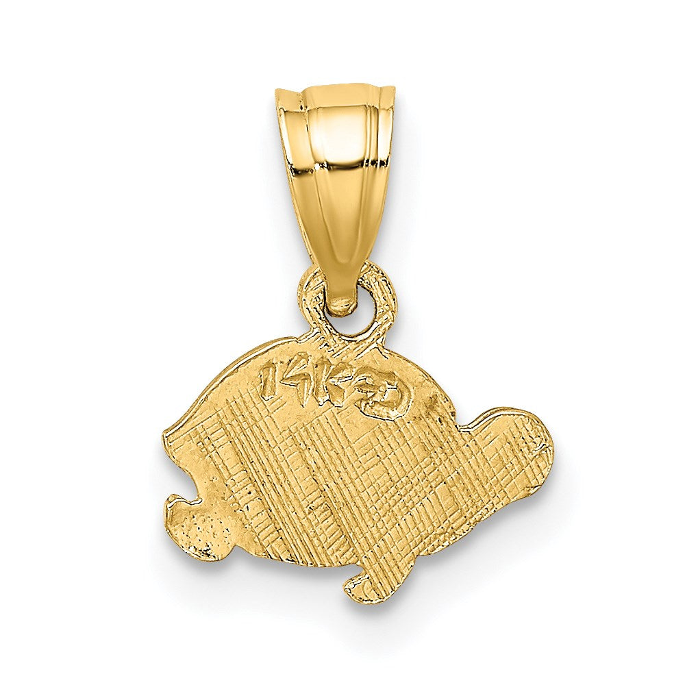 Million Charms 14K Yellow Gold Themed Flat & Engraved Mini Turtle Charm