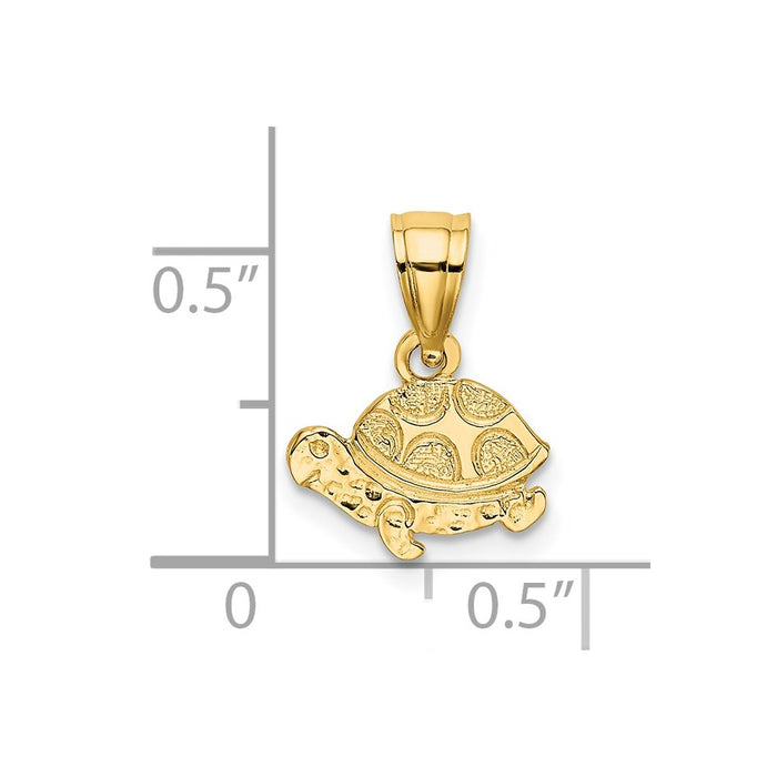 Million Charms 14K Yellow Gold Themed Flat & Engraved Mini Turtle Charm