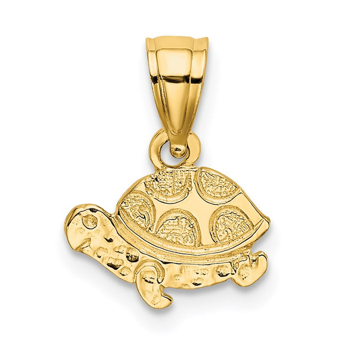 Million Charms 14K Yellow Gold Themed Flat & Engraved Mini Turtle Charm