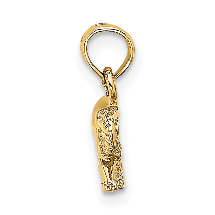 Million Charms 14K Yellow Gold Themed 2-D & Polished Small Elephant Charm