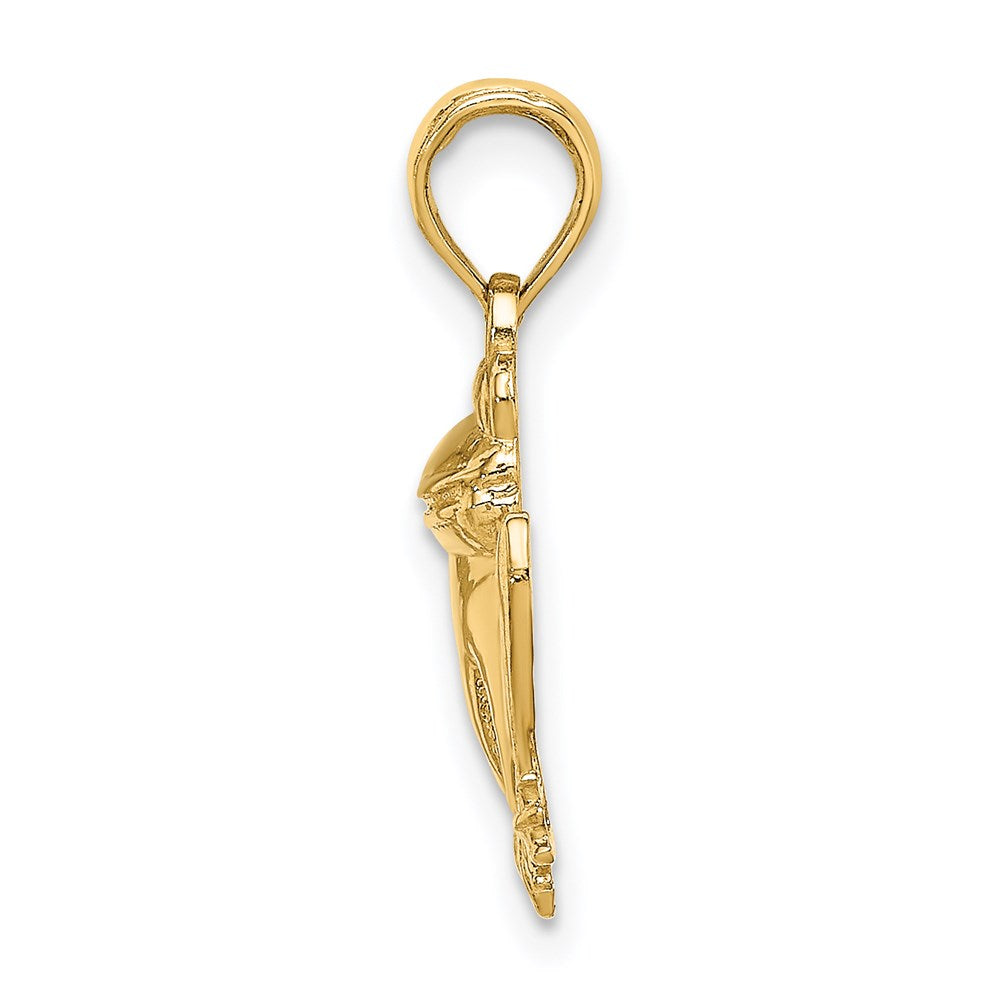 Million Charms 14K Yellow Gold Themed Textured Sitting Frog Charm