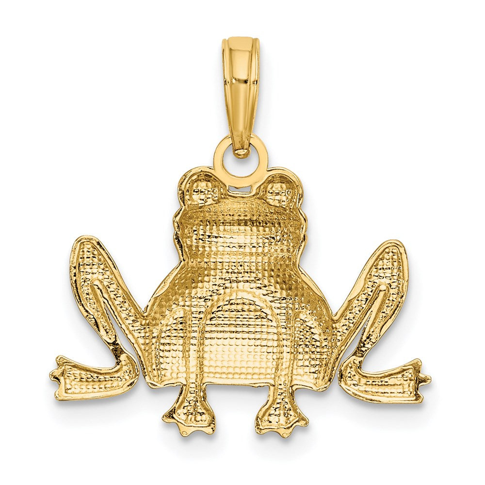 Million Charms 14K Yellow Gold Themed Textured Sitting Frog Charm